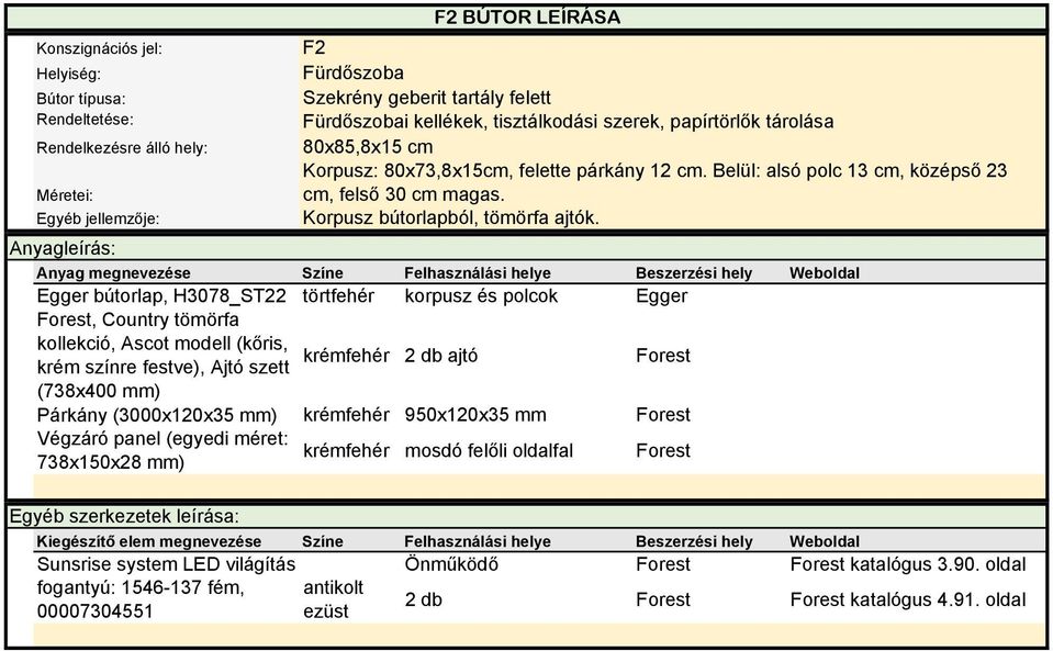 bútorlap, H3078_ST22 törtfehér korpusz és polcok, Country tömörfa kollekció, Ascot modell (kőris, krém színre festve), Ajtó szett 2 db ajtó (738x400 mm) Párkány