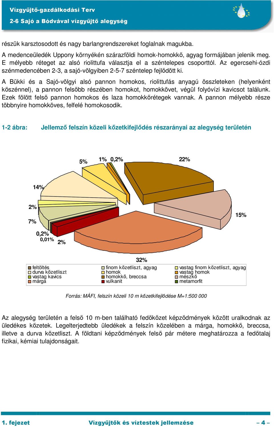 A Bükki és a Sajó-völgyi alsó pannon homokos, riolittufás anyagú összleteken (helyenként kıszénnel), a pannon felsıbb részében homokot, homokkövet, végül folyóvízi kavicsot találunk.