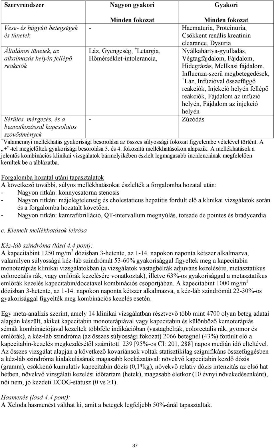 Fájdalom, Hidegrázás, Mellkasi fájdalom, Influenza-szerű megbetegedések, + Láz, Infúzióval összefüggő reakciók, Injekció helyén fellépő reakciók, Fájdalom az infúzió helyén, Fájdalom az injekció