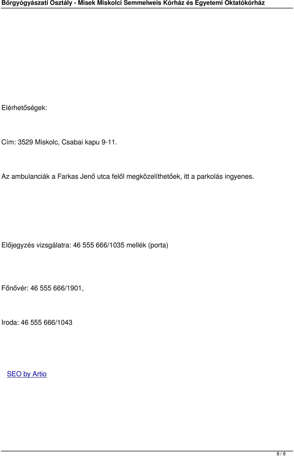 parkolás ingyenes.