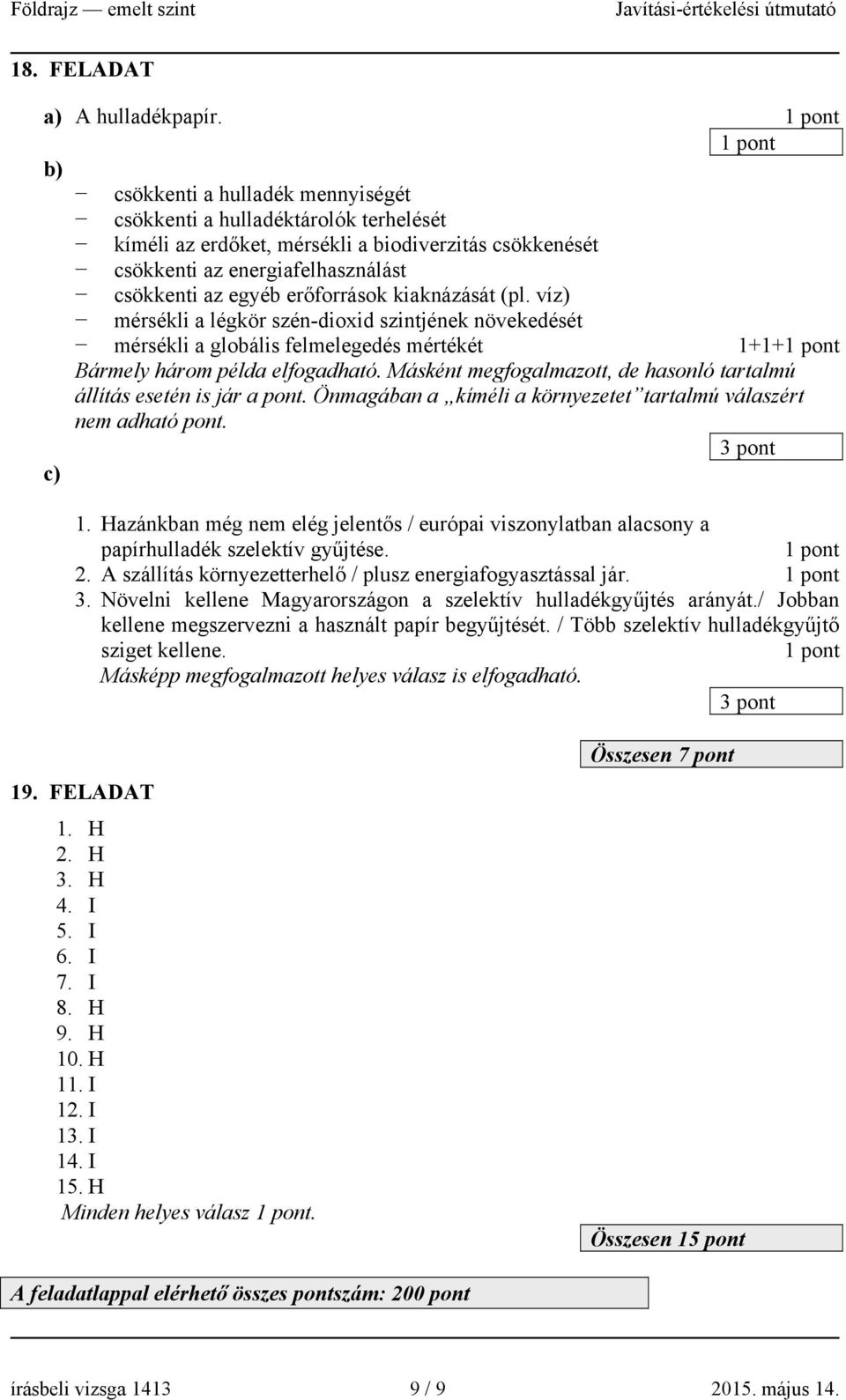 kiaknázását (pl. víz) mérsékli a légkör szén-dioxid szintjének növekedését mérsékli a globális felmelegedés mértékét 1+1+ Bármely három példa elfogadható.