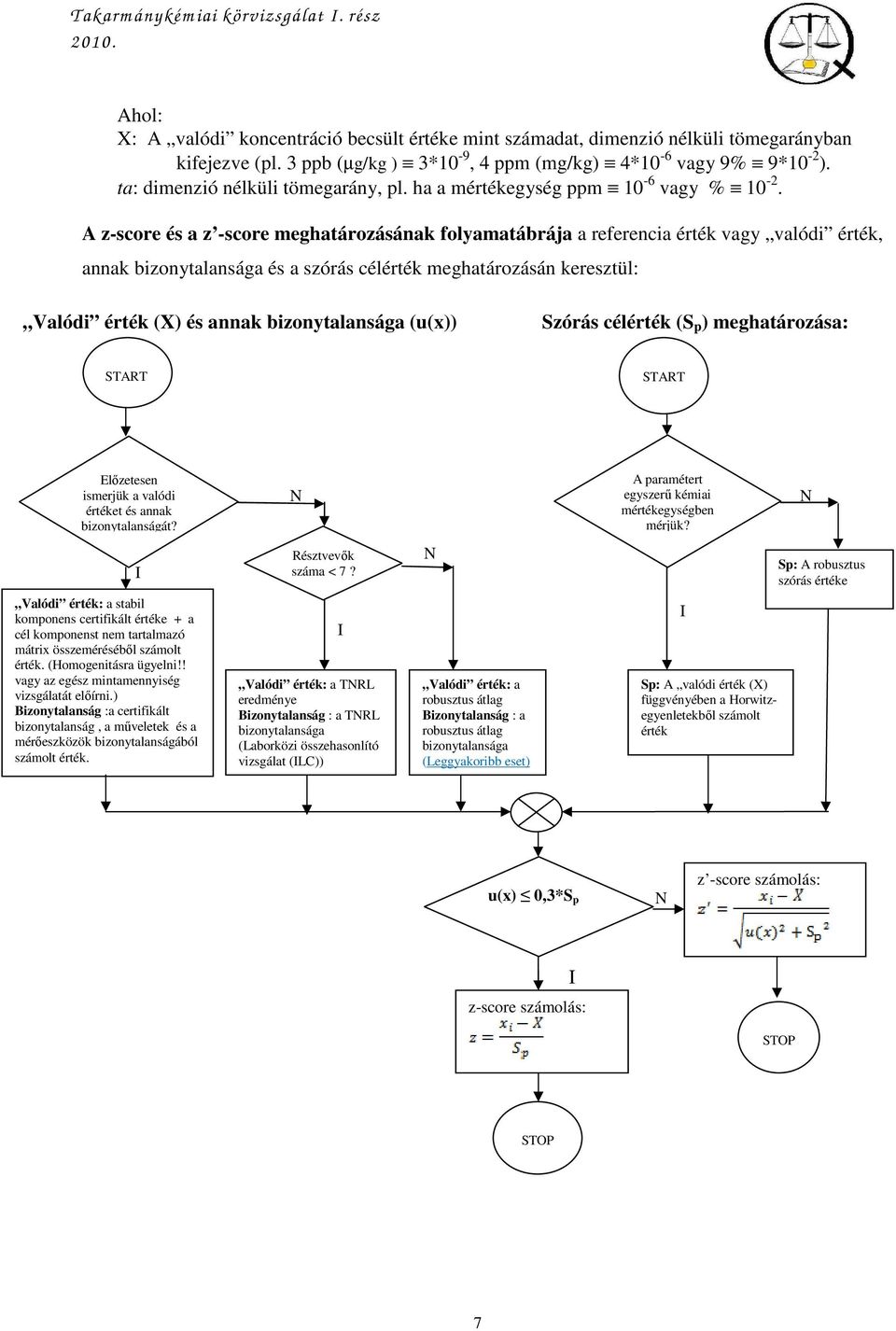 A z-score és a z -score meghatározásának folyamatábrája a referencia érték vagy valódi érték, annak bizonytalansága és a szórás célérték meghatározásán keresztül: Valódi érték (X) és annak