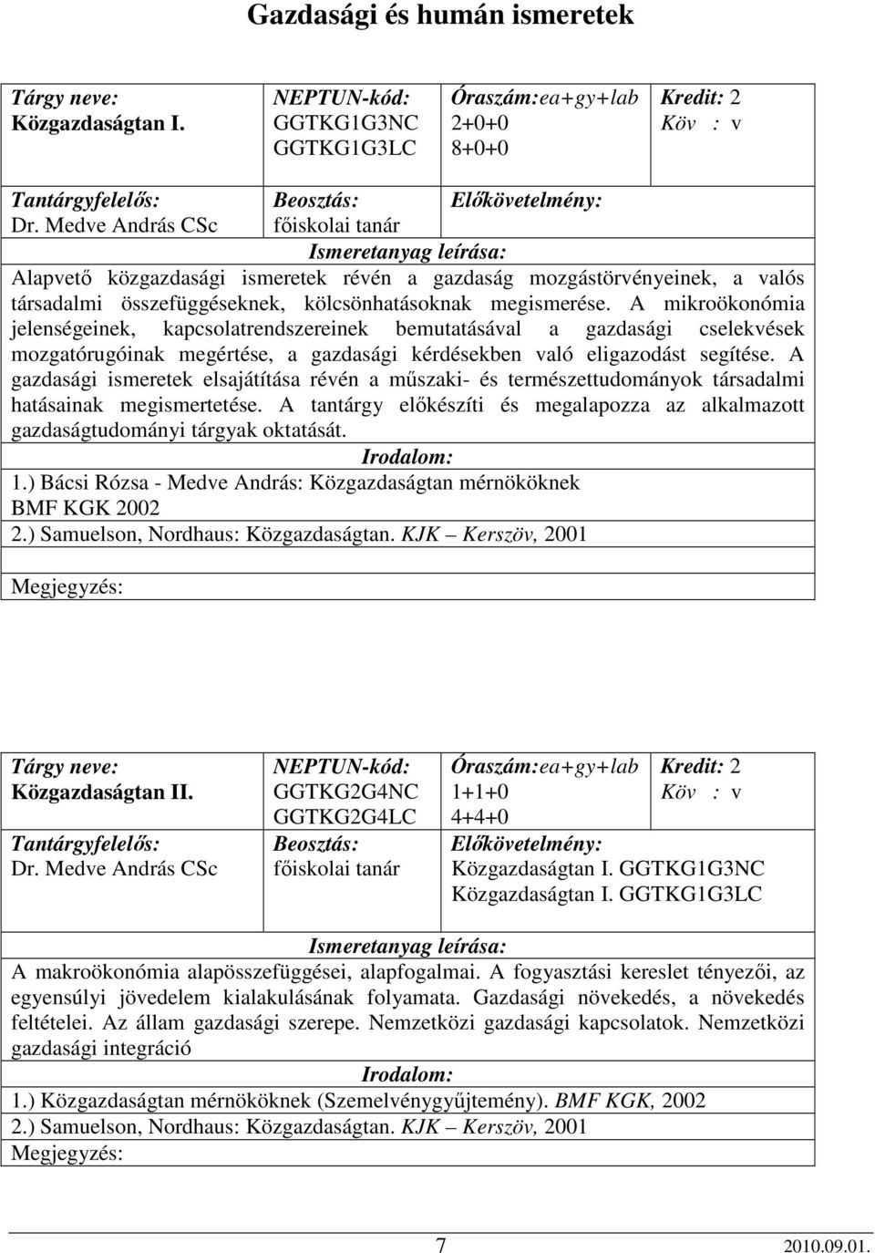 A mikroökonómia jelenségeinek, kapcsolatrendszereinek bemutatásával a gazdasági cselekvések mozgatórugóinak megértése, a gazdasági kérdésekben való eligazodást segítése.