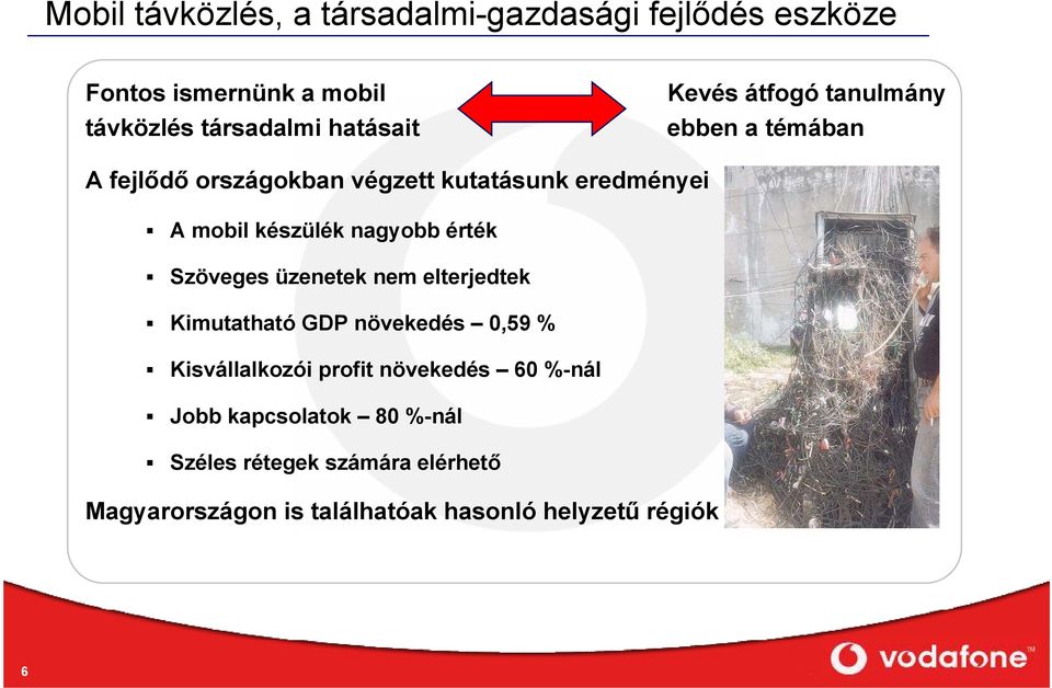 nagyobb érték Szöveges üzenetek nem elterjedtek Kimutatható GDP növekedés 0,59 % Kisvállalkozói profit növekedés