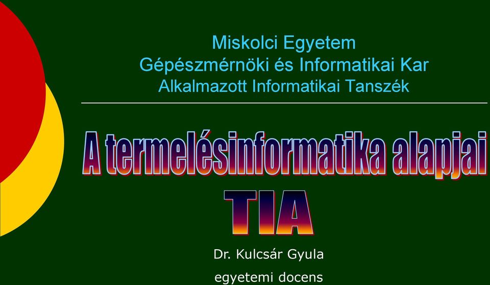 Kar Alkalmazott Informatikai