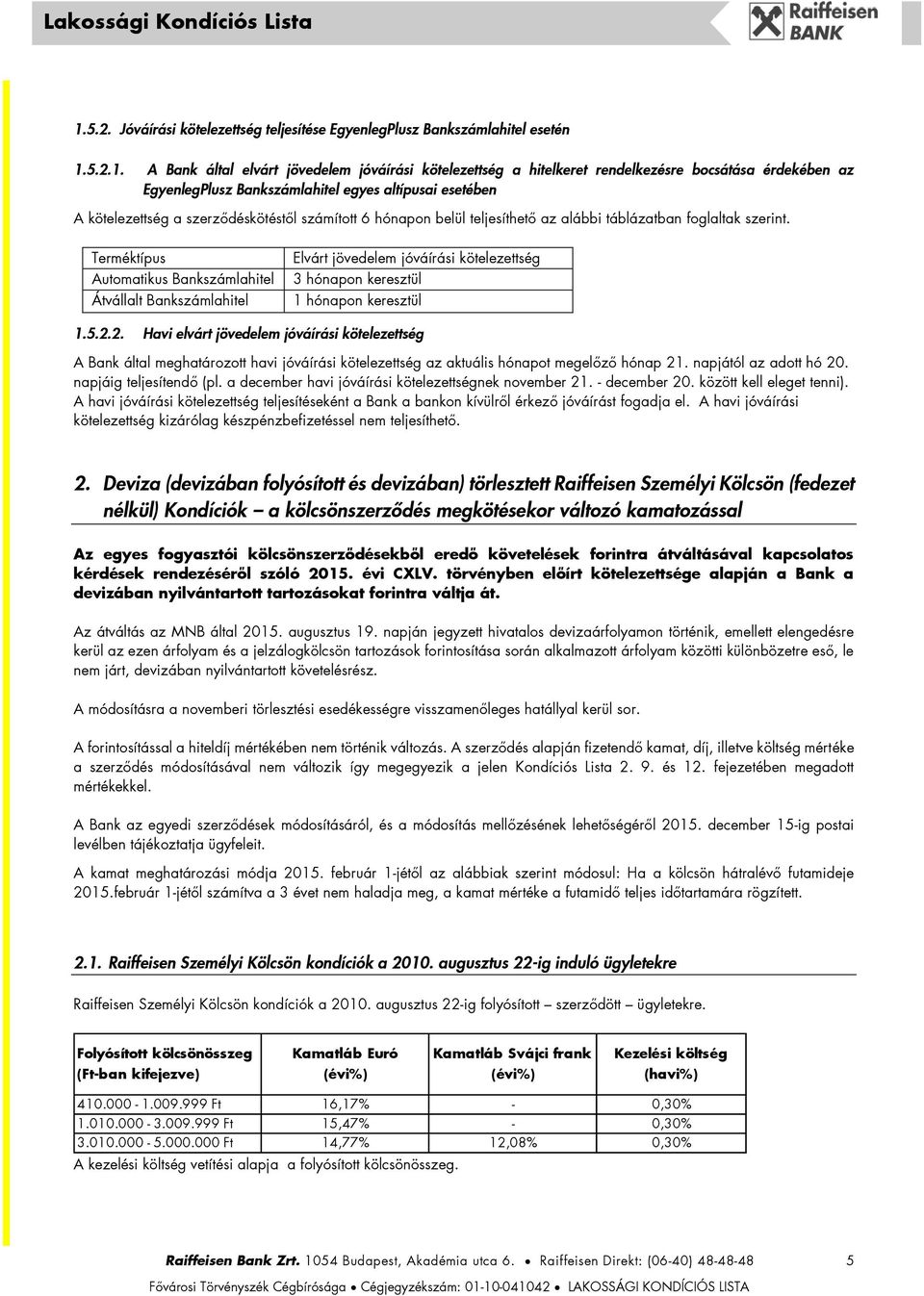 Terméktípus Automatikus Bankszámlahitel Átvállalt Bankszámlahitel Elvárt jövedelem jóváírási kötelezettség 3 hónapon keresztül 1 hónapon keresztül 1.5.2.