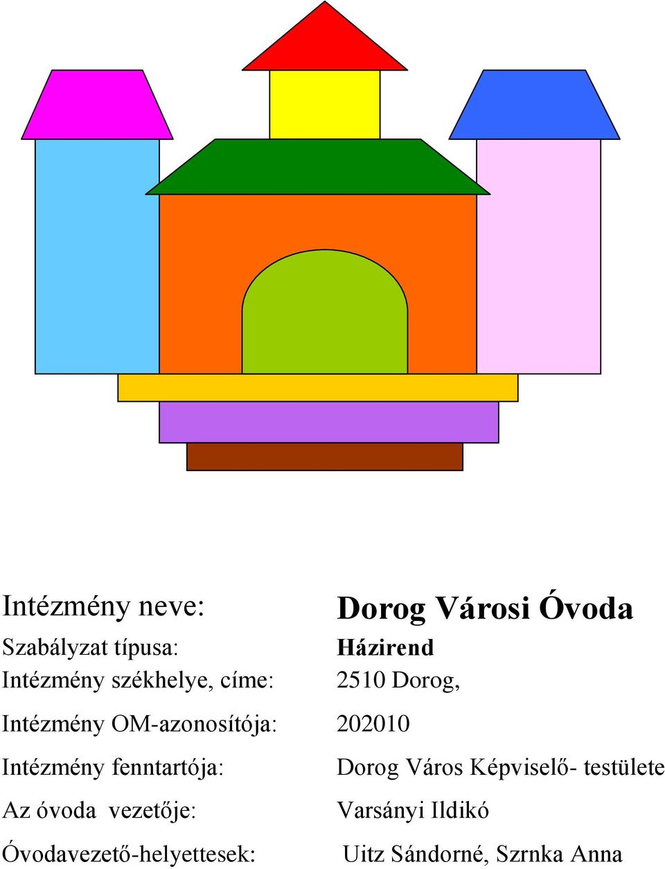 202010 Intézmény fenntartója: Dorog Város Képviselő- testülete Az
