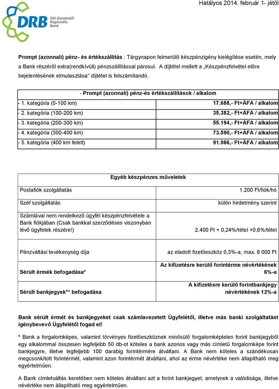 688,- Ft+ÁFA / alkalom - 2. kategória (100-200 km) 35.382,- Ft+ÁFA / alkalom - 3. kategória (200-300 km) 55.194,- Ft+ÁFA / alkalom - 4. kategória (300-400 km) 73.590,- Ft+ÁFA / alkalom - 5.