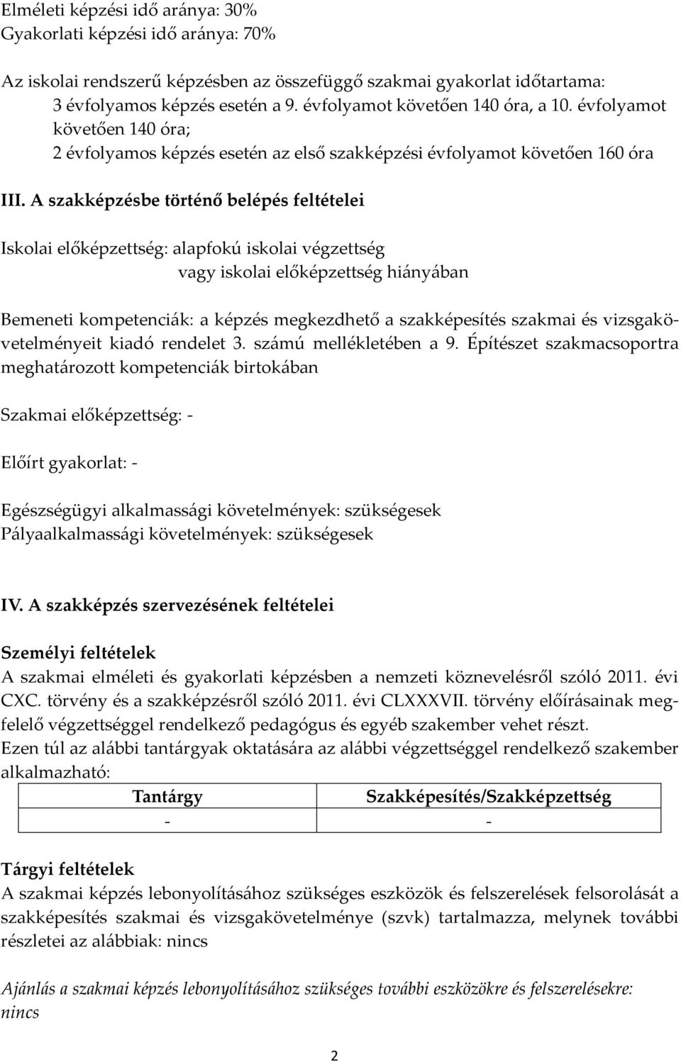 A szakképzésbe történő belépés feltételei Iskolai előképzettség: alapfokú iskolai végzettség vagy iskolai előképzettség hi{ny{ban Bemeneti kompetenci{k: a képzés megkezdhető a szakképesítés szakmai