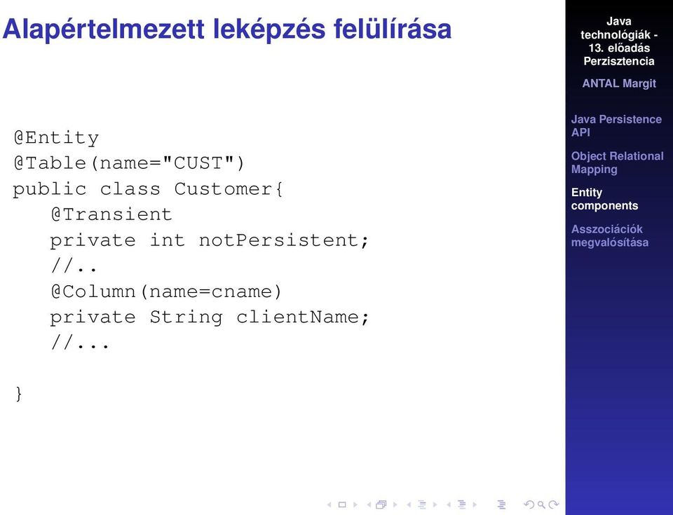 @Transient private int notpersistent; //.