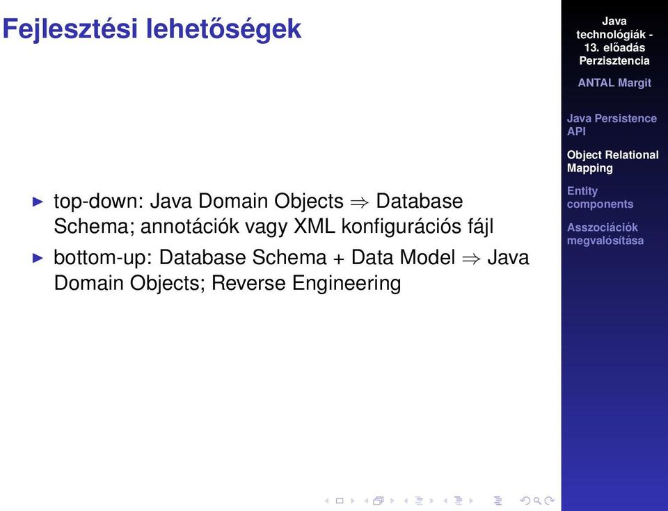konfigurációs fájl bottom-up: Database