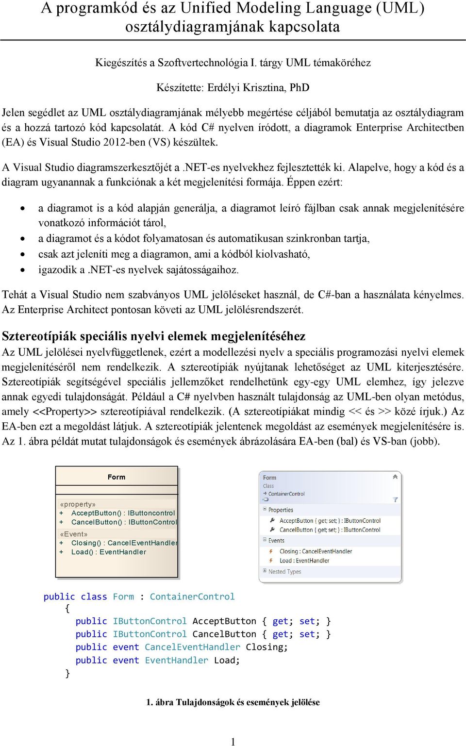 A kód C# nyelven íródott, a diagramok Enterprise Architectben (EA) és Visual Studio 2012-ben (VS) készültek. A Visual Studio diagramszerkesztőjét a.net-es nyelvekhez fejlesztették ki.