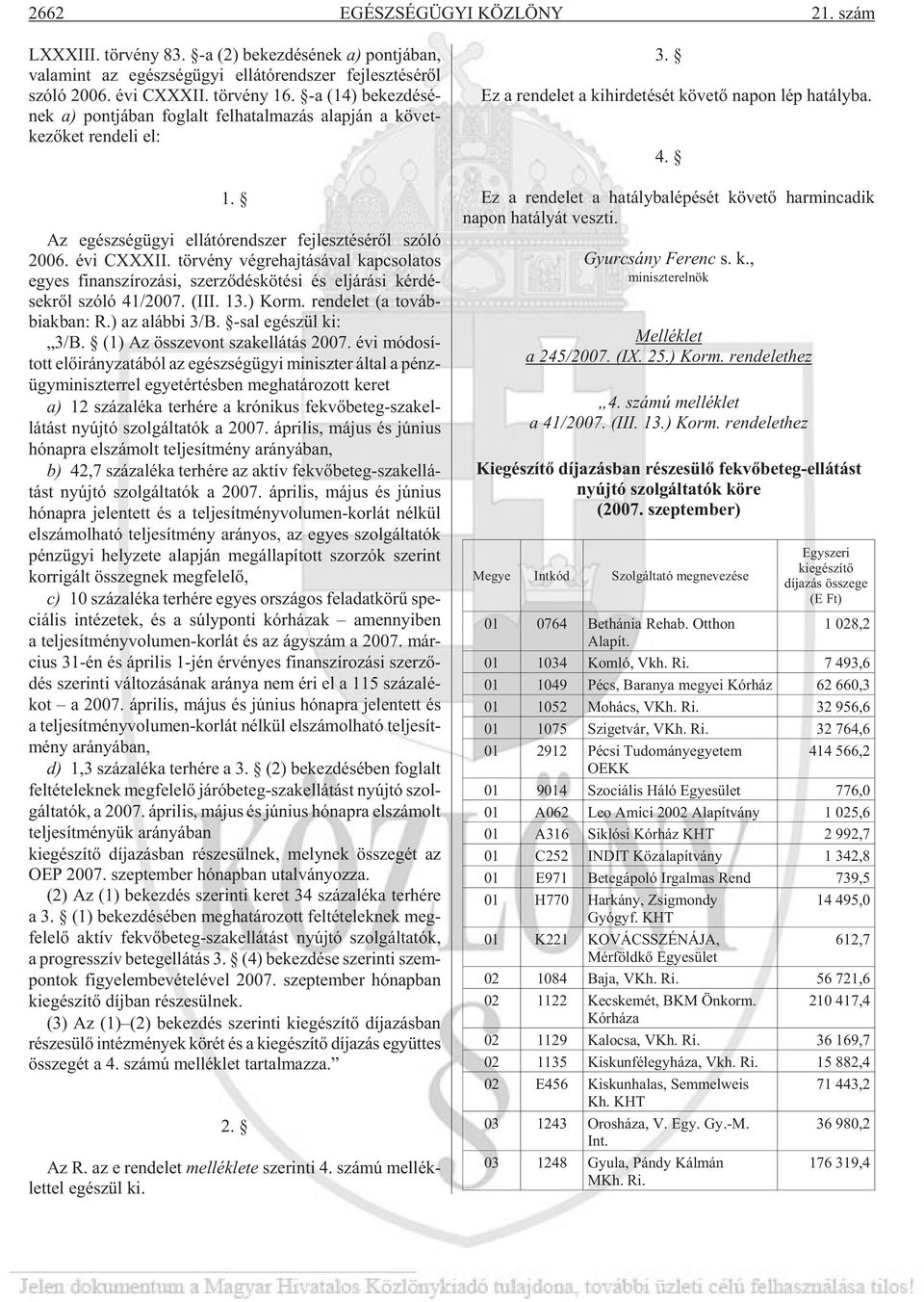 tör vény vég re haj tá sá val kap cso la tos egyes fi nan szí ro zá si, szer zõ dés kö té si és el já rá si kérdé - sekrõl szóló 41/2007. (III. 13.) Korm. ren de let (a továb - biak ban: R.