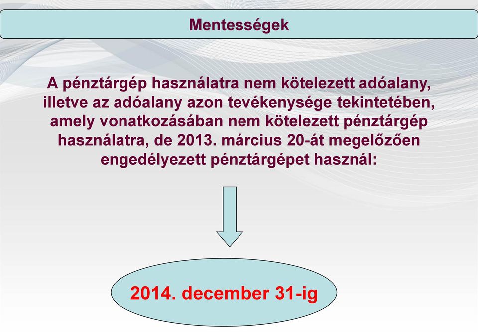 vonatkozásában nem kötelezett pénztárgép használatra, de 2013.