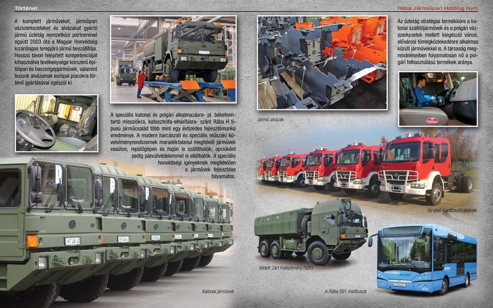Az üzletág stratégiai termékköre a katonai szállítójárművek és a polgári vázszerkezetek mellett kiegészül városi, elővárosi tömegközlekedésre alkalmas közúti járművekkel is.