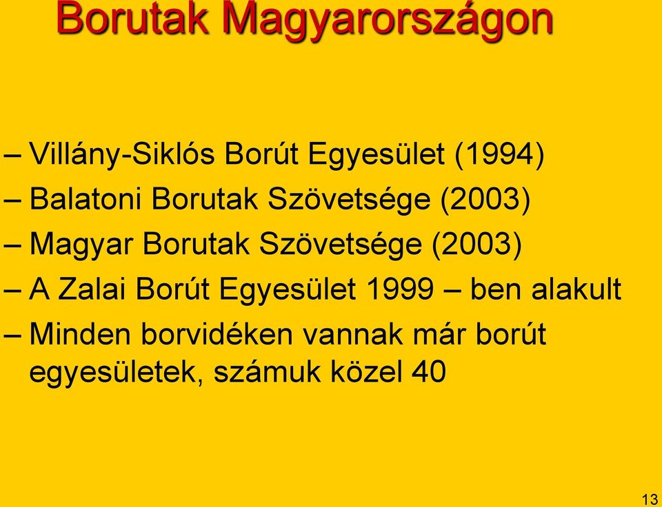 Szövetsége (2003) A Zalai Borút Egyesület 1999 ben alakult