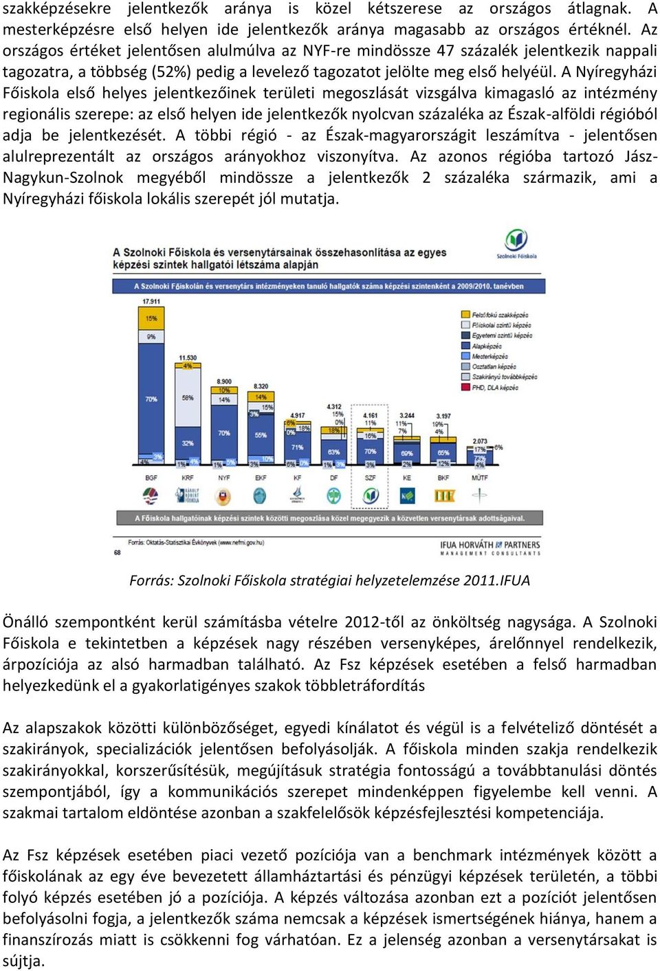 A Nyíregyházi Főiskola első helyes jelentkezőinek területi megoszlását vizsgálva kimagasló az intézmény regionális szerepe: az első helyen ide jelentkezők nyolcvan százaléka az Észak-alföldi régióból