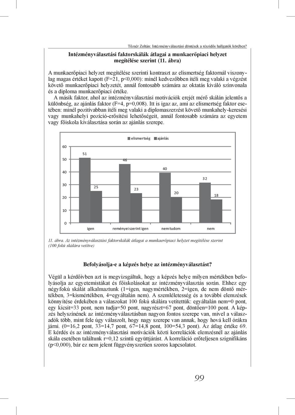 helyzetét, annál fontosabb számára az oktatás kiváló színvonala és a diploma munkaerőpiaci értéke.