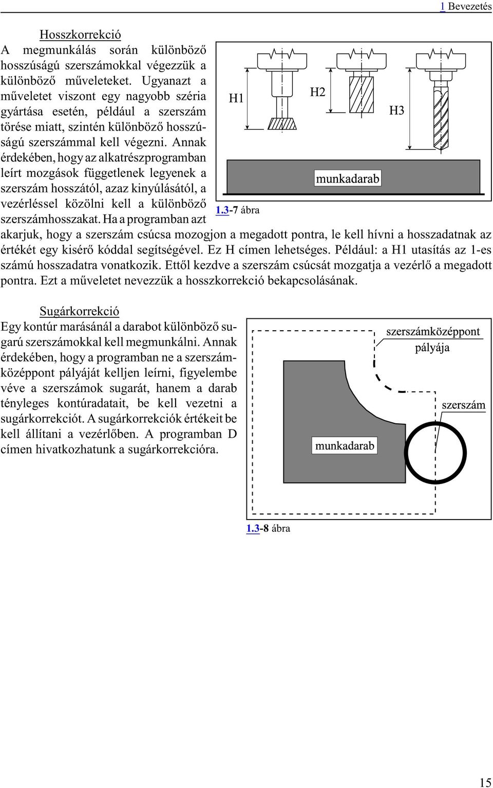 Annak érdekében, hogy az alkatrészprogramban leírt mozgások függetlenek legyenek a szerszám hosszától, azaz kinyúlásától, a vezérléssel közölni kell a különbözõ 1.3-7 ábra szerszámhosszakat.