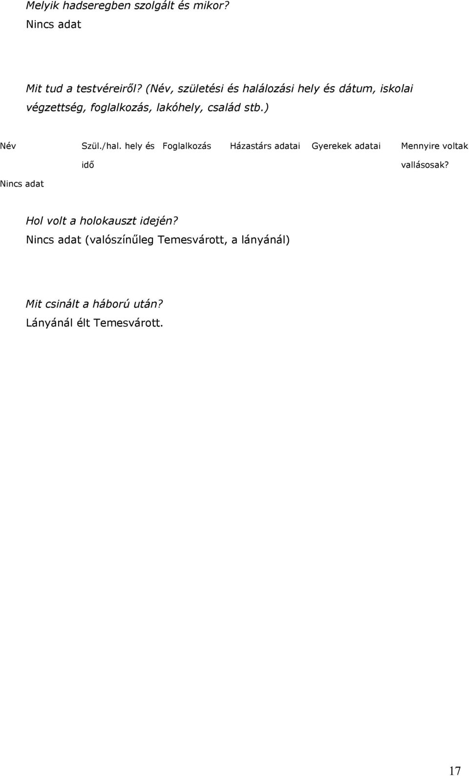 család stb.) Név Szül./hal.