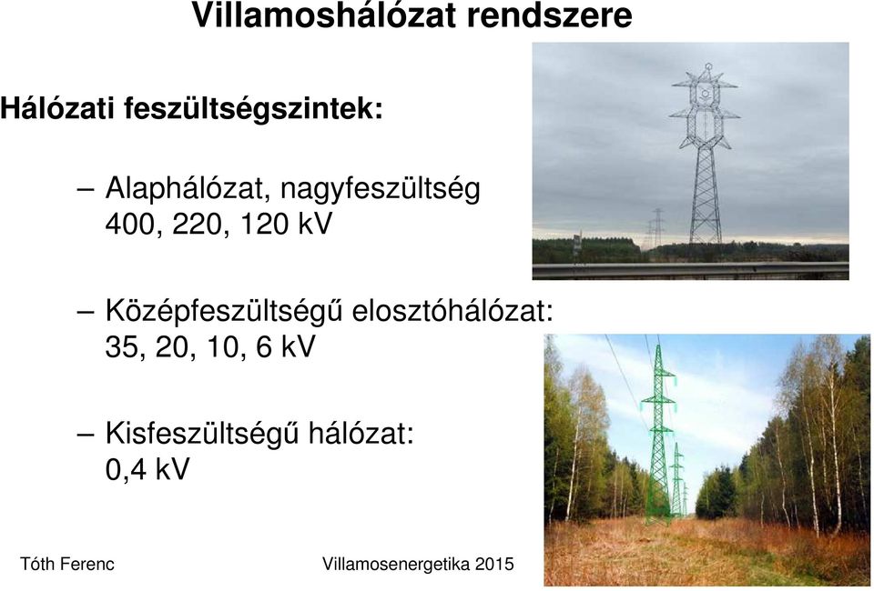 Középfeszültségű elosztóhálózat: 35, 20, 10, 6 kv