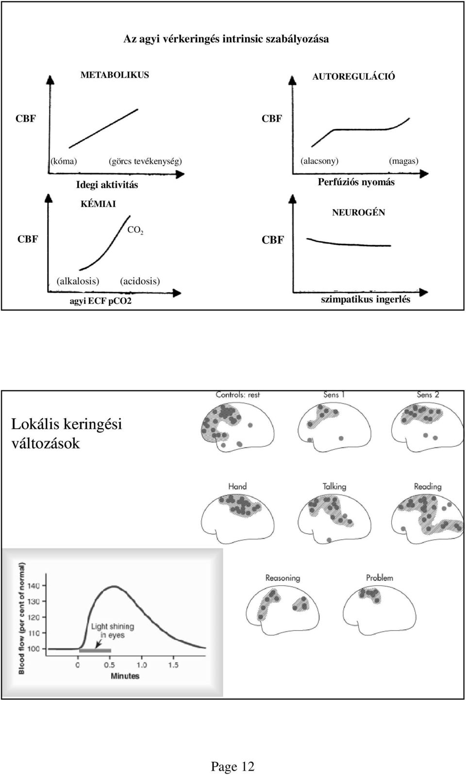 KÉMIAI Perfúziós nyomás NEUROGÉN CBF CO 2 CBF (alkalosis) agyi ECF