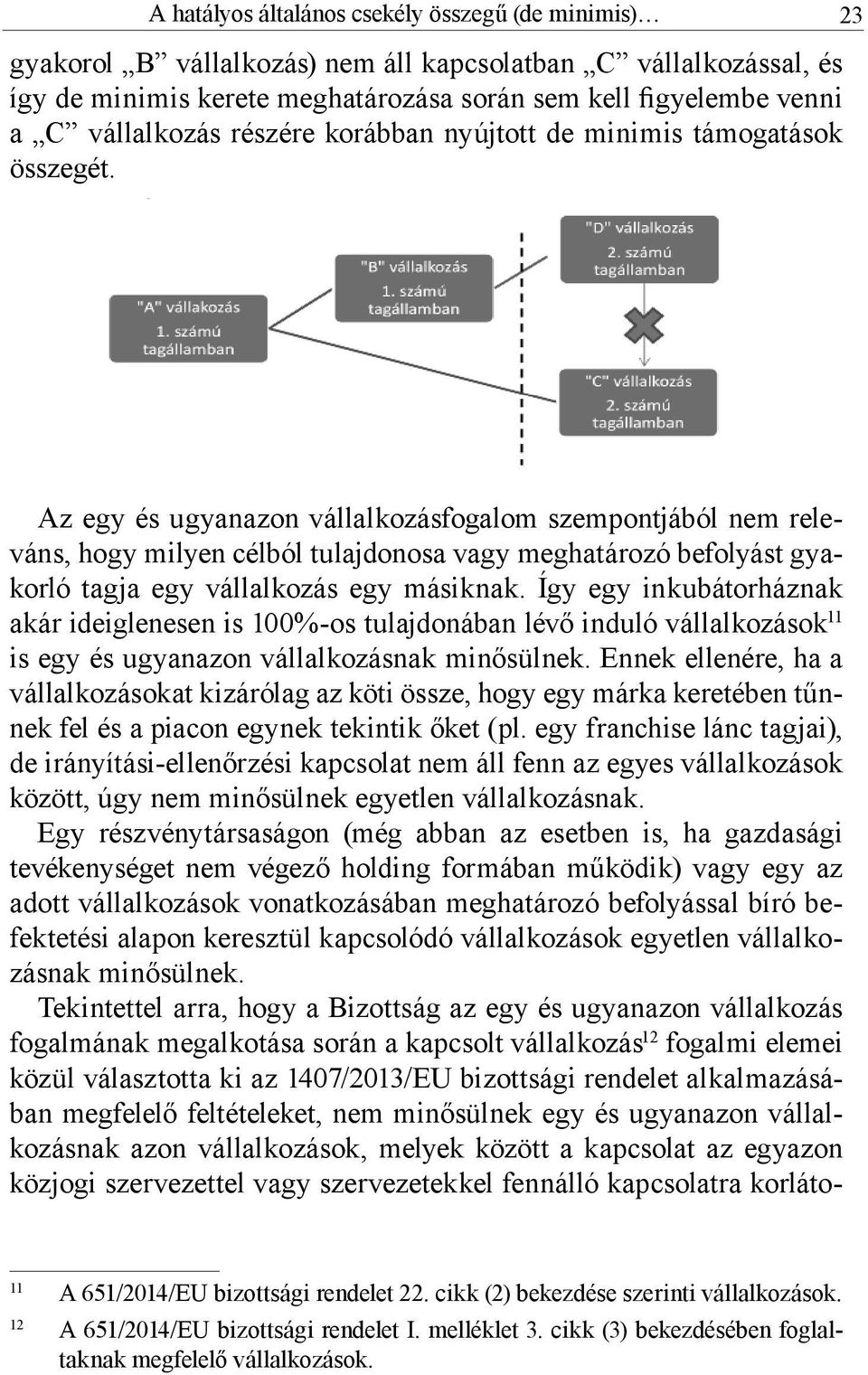 23 Az egy és ugyanazon vállalkozásfogalom szempontjából nem releváns, hogy milyen célból tulajdonosa vagy meghatározó befolyást gyakorló tagja egy vállalkozás egy másiknak.