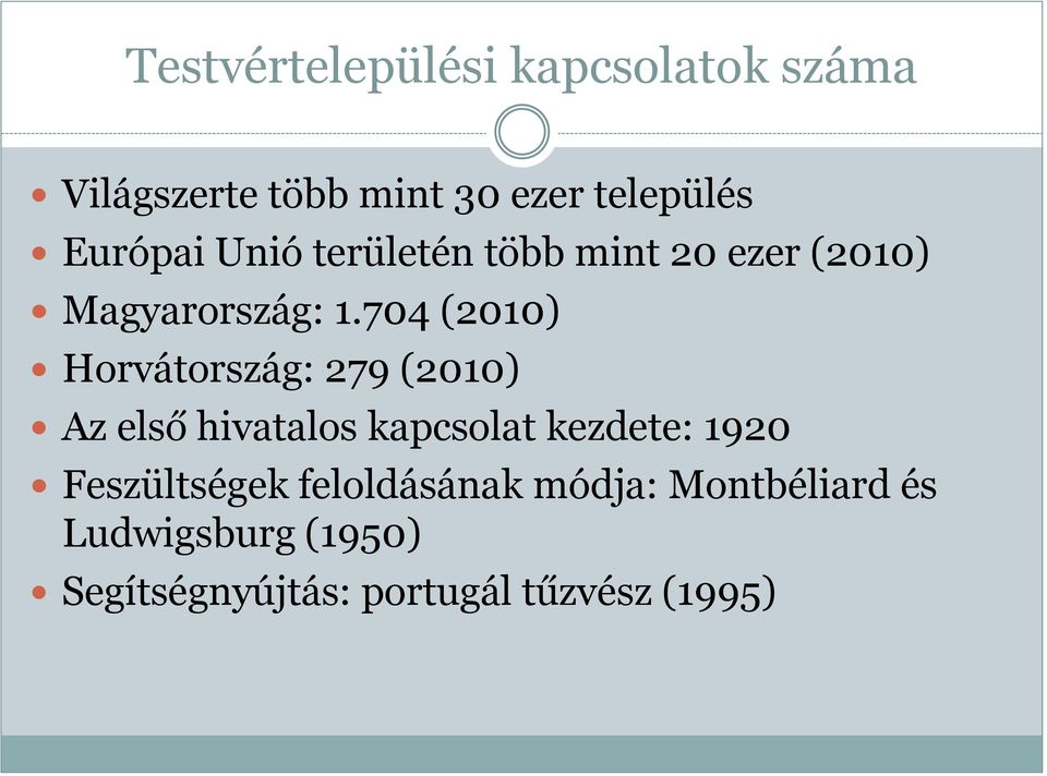 704 (2010) Horvátország: 279 (2010) Az első hivatalos kapcsolat kezdete: 1920