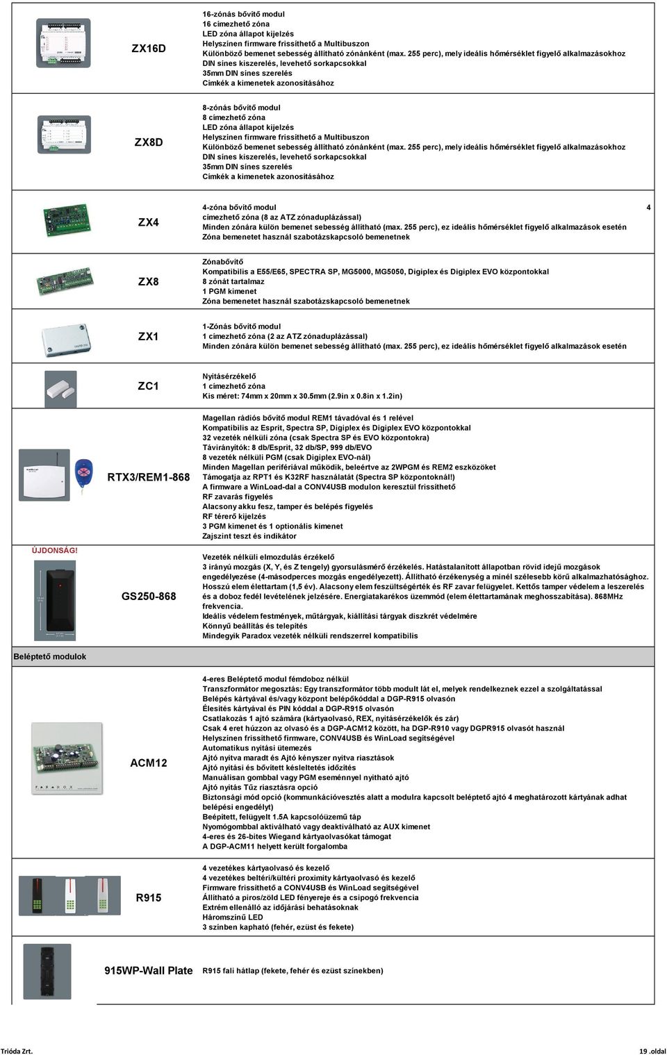 címezhető zóna LED zóna állapot kijelzés Helyszínen firmware frissíthető a Multibuszon Különböző bemenet sebesség állítható zónánként (max.