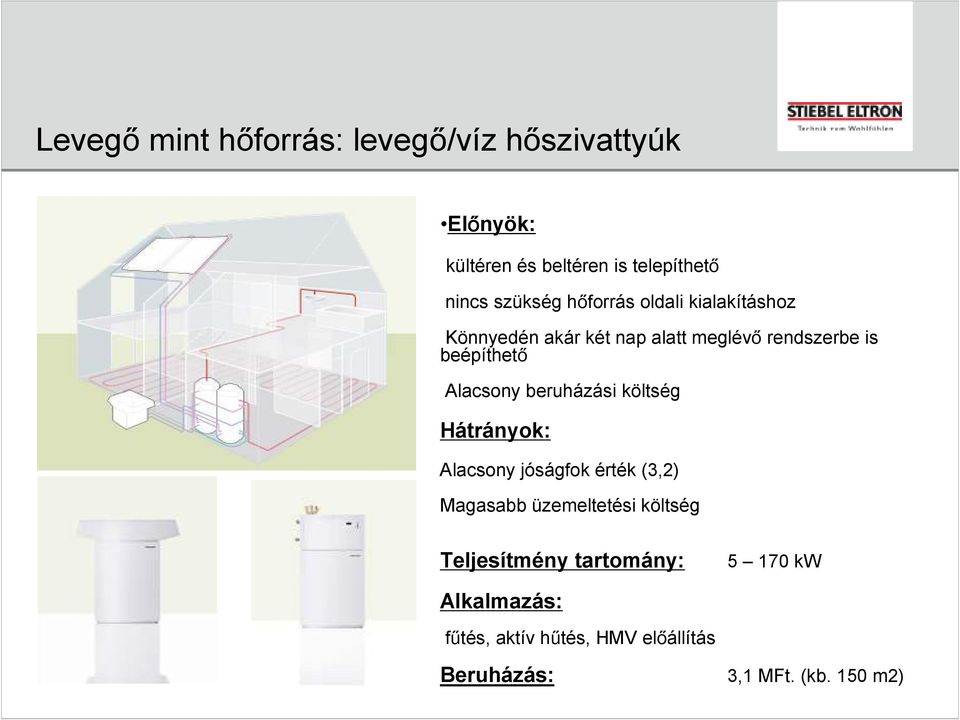 Alacsony beruházási költség Hátrányok: Alacsony jóságfok érték (3,2) Magasabb üzemeltetési költség