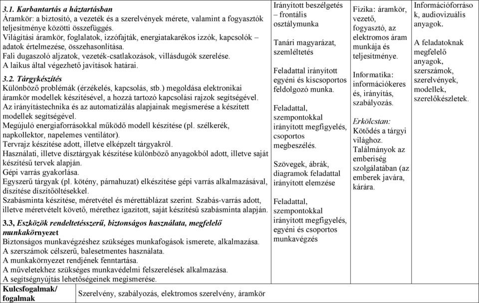 A laikus által végezhető javítások határai. 3.2. Tárgykészítés Különböző problémák (érzékelés, kapcsolás, stb.