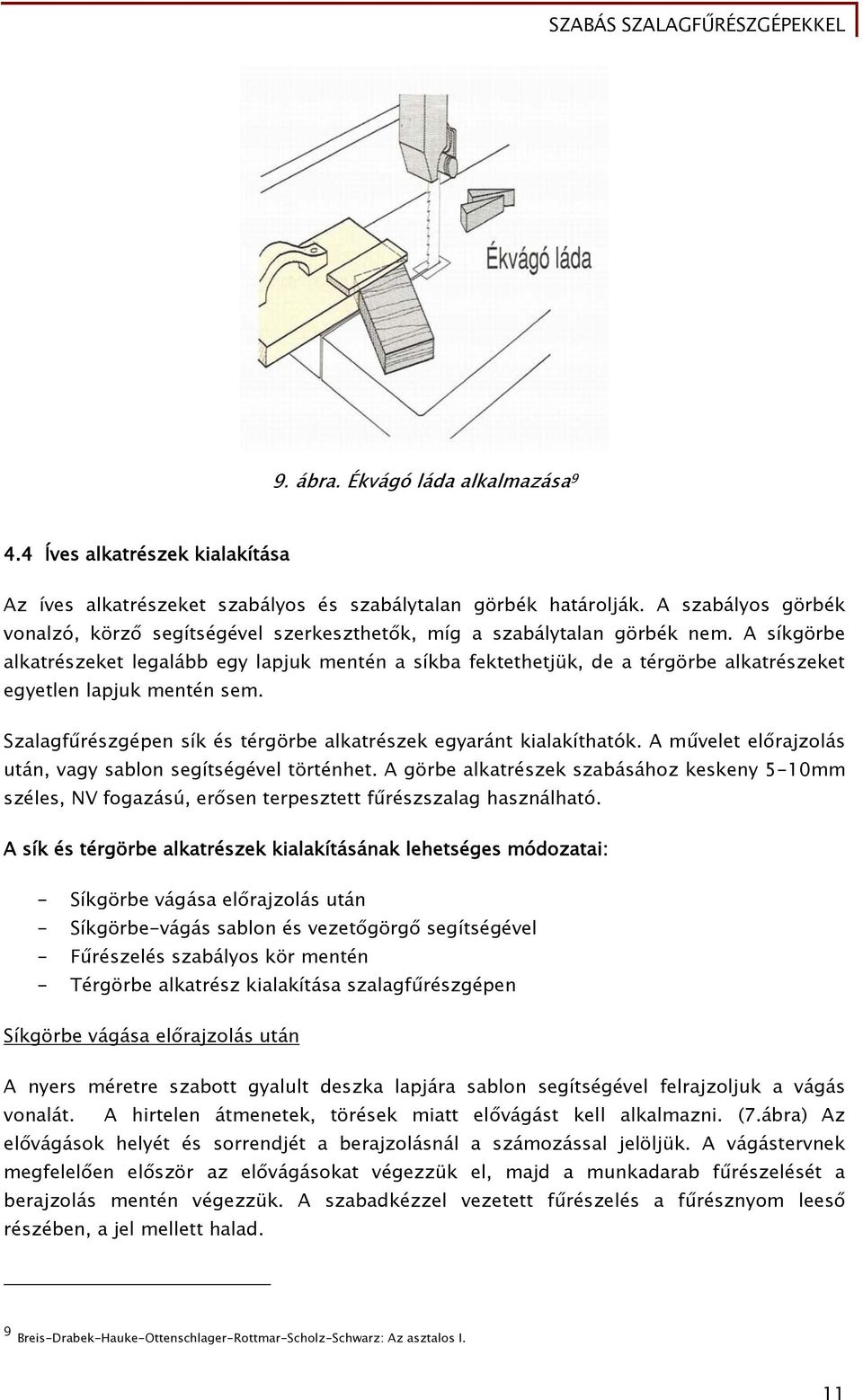A síkgörbe alkatrészeket legalább egy lapjuk mentén a síkba fektethetjük, de a térgörbe alkatrészeket egyetlen lapjuk mentén sem. Szalagfűrészgépen sík és térgörbe alkatrészek egyaránt kialakíthatók.