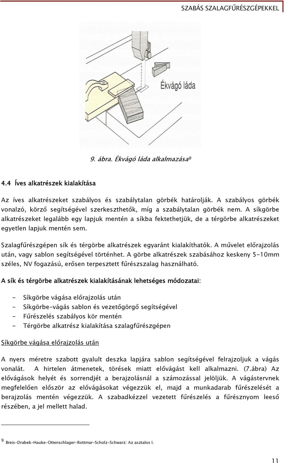 A síkgörbe alkatrészeket legalább egy lapjuk mentén a síkba fektethetjük, de a térgörbe alkatrészeket egyetlen lapjuk mentén sem. Szalagfűrészgépen sík és térgörbe alkatrészek egyaránt kialakíthatók.