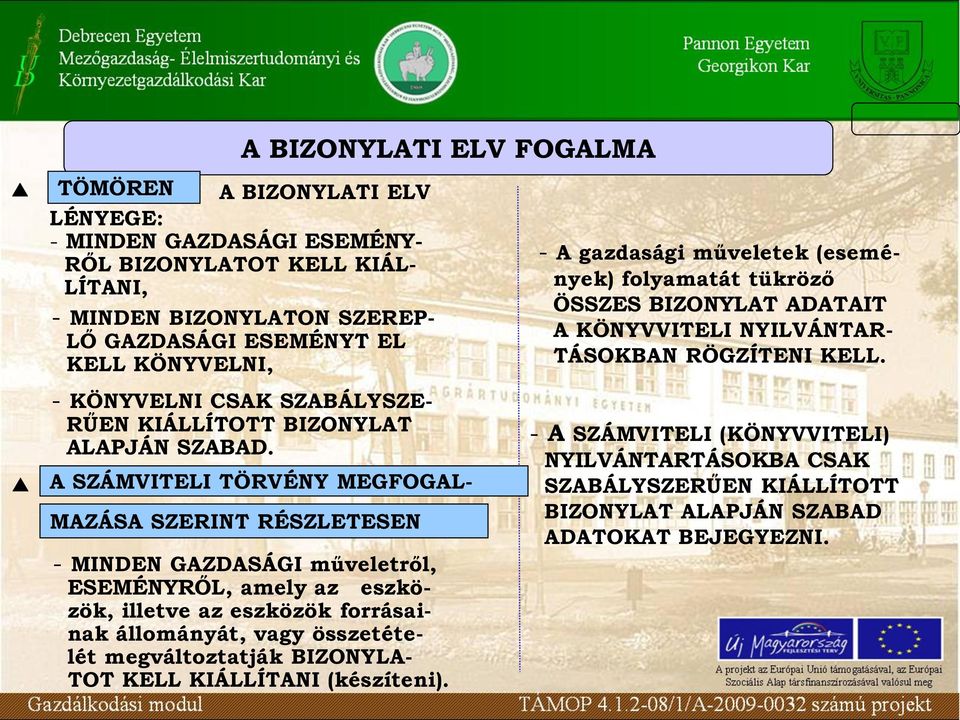 az eszközök, illetve az eszközök forrásainak állományát, vagy összetételét megváltoztatják BIZONYLA- TOT KELL KIÁLLÍTANI (készíteni) - A gazdasági műveletek (események) folyamatát tükröző