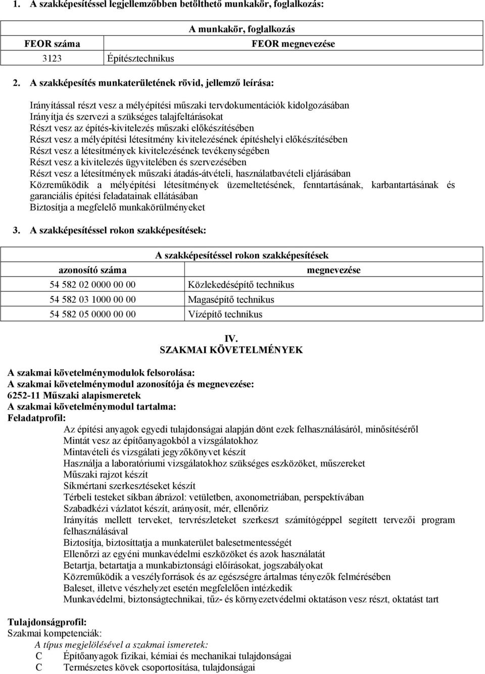 az építés-kivitelezés műszaki előkészítésében Részt vesz a mélyépítési létesítmény kivitelezésének építéshelyi előkészítésében Részt vesz a létesítmények kivitelezésének tevékenységében Részt vesz a