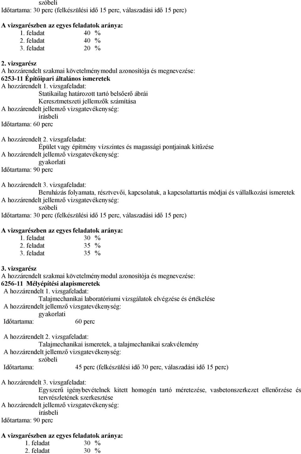 vizsgafeladat: Statikailag határozott tartó belsőerő ábrái Keresztmetszeti jellemzők számítása írásbeli Időtartama: 60 perc A hozzárendelt 2.