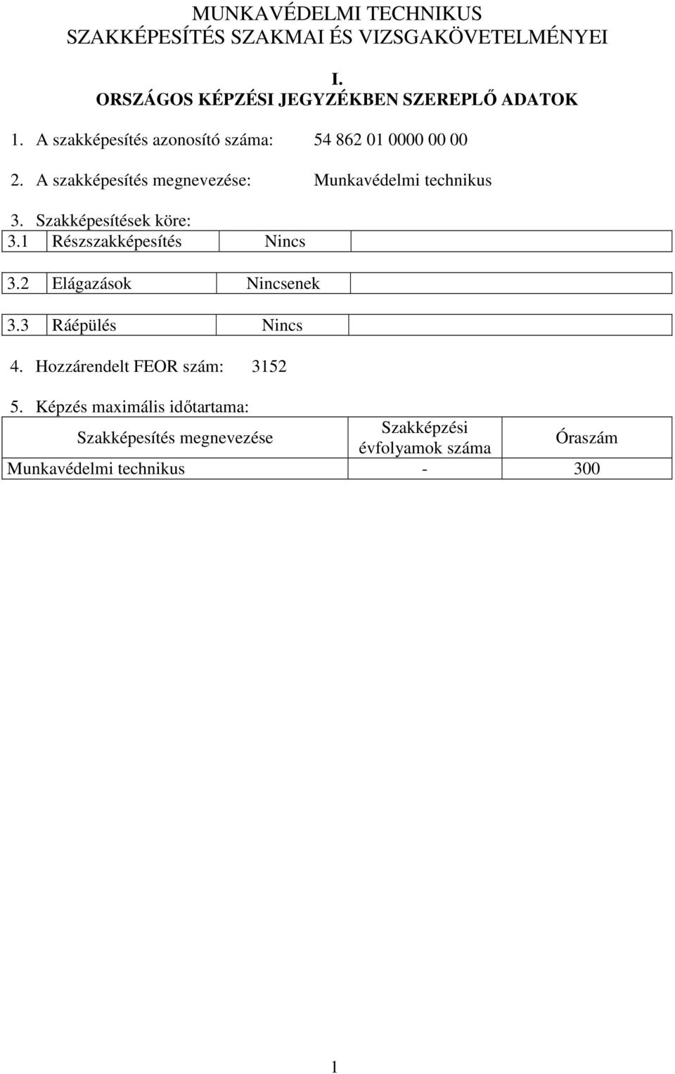 Szakképesítések köre: 3.1 Részszakképesítés Nincs 3.2 Elágazások Nincsenek 3.3 Ráépülés Nincs 4.