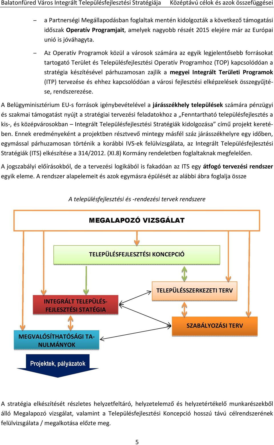 Az Operatív Programok közül a városok számára az egyik legjelentősebb forrásokat tartogató Terület és Településfejlesztési Operatív Programhoz (TOP) kapcsolódóan a stratégia készítésével párhuzamosan