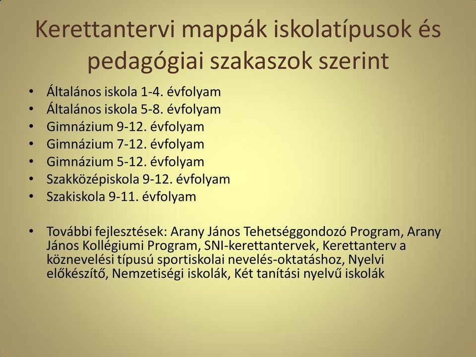 évfolyam Szakiskola 9-11.