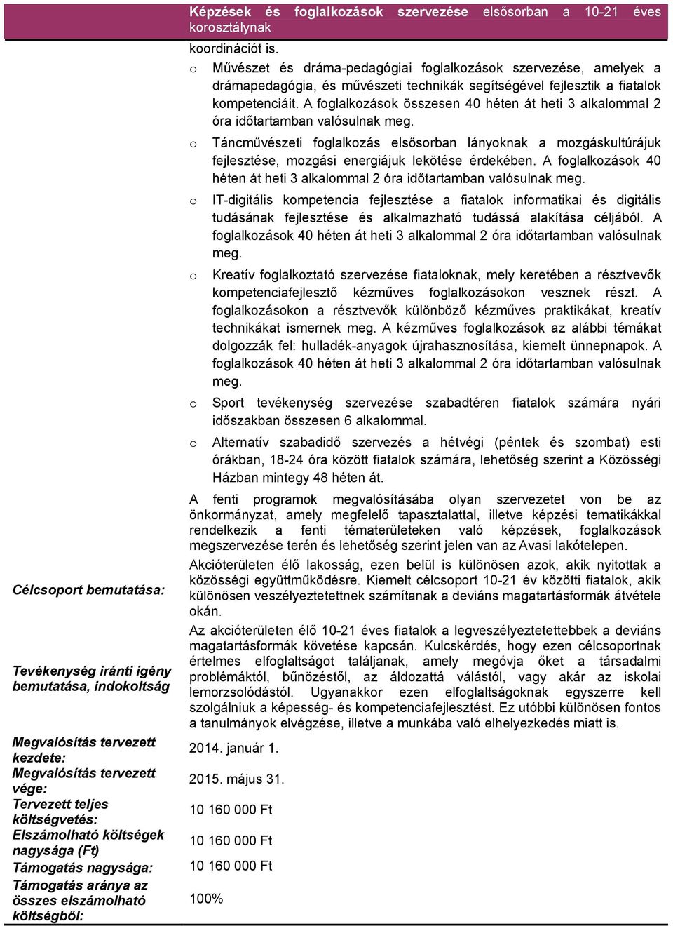 Művészet és dráma-pedagógiai fglalkzásk szervezése, amelyek a drámapedagógia, és művészeti technikák segítségével fejlesztik a fiatalk kmpetenciáit.