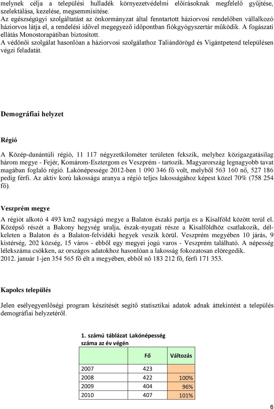 A fogászati ellátás Monostorapátiban biztosított. A védőnői szolgálat hasonlóan a háziorvosi szolgálathoz Taliándörögd és Vigántpetend településen végzi feladatát.