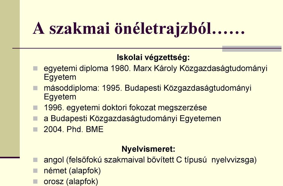 Budapesti Közgazdaságtudományi Egyetem 1996.