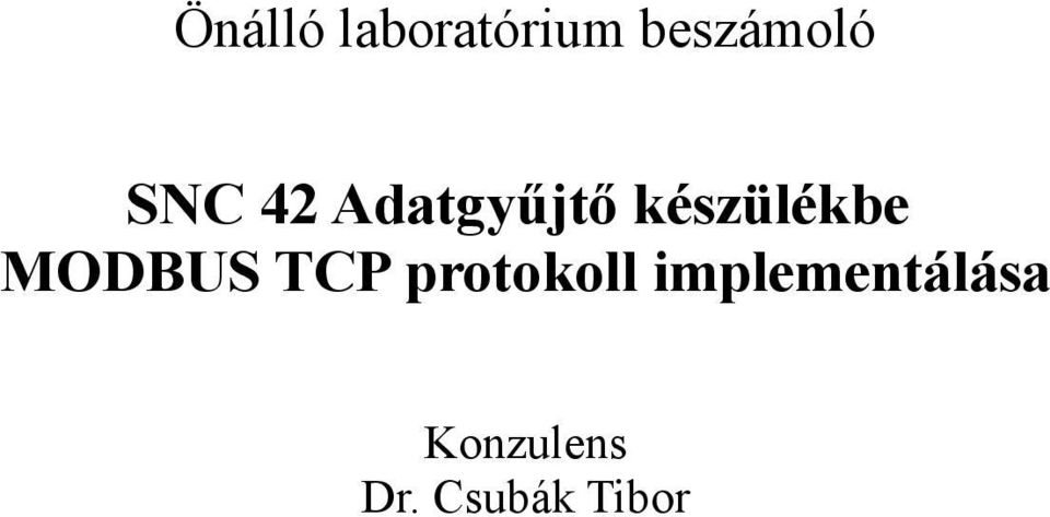 MODBUS TCP protokoll