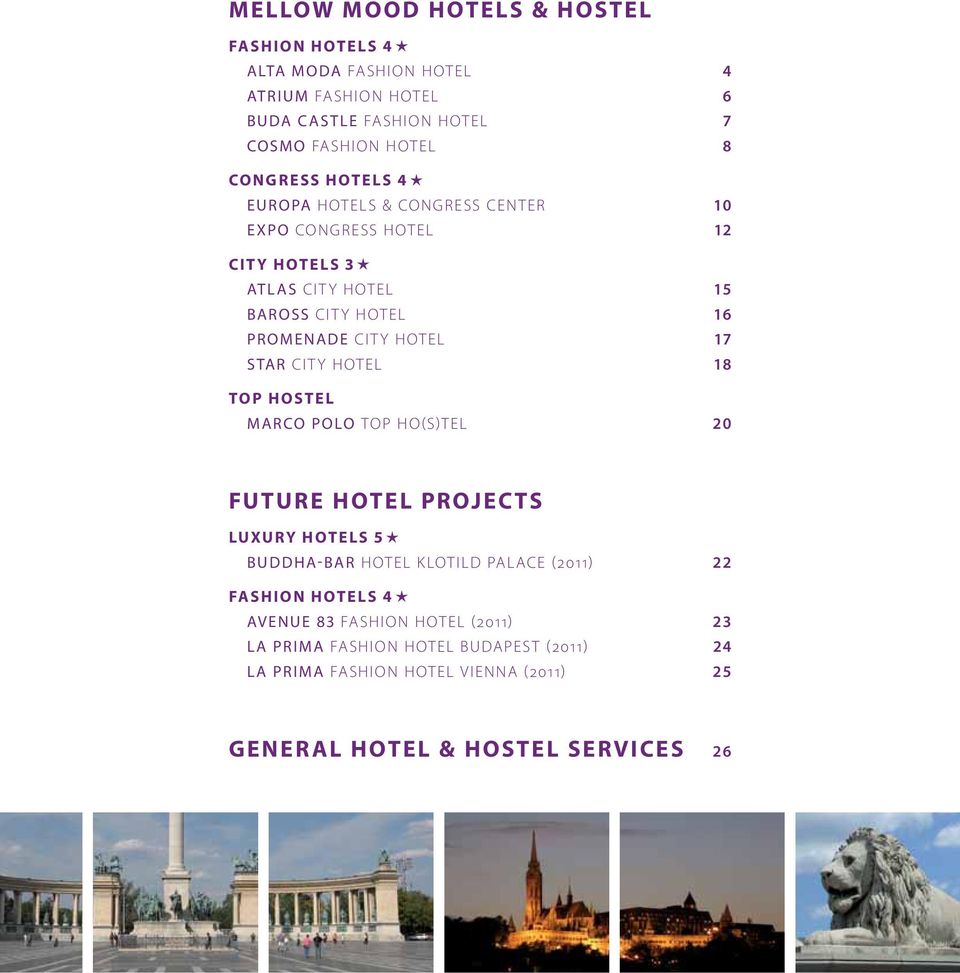 HOTEL 17 STAR CITY HOTEL 18 TOP HOSTEL MARCO POLO TOP HO(S)TEL 20 FUTURE HOTEL PROJECTS LUXURY HOTELS 5 BUDDHA-BAR HOTEL KLOTILD PALACE (2011) 22