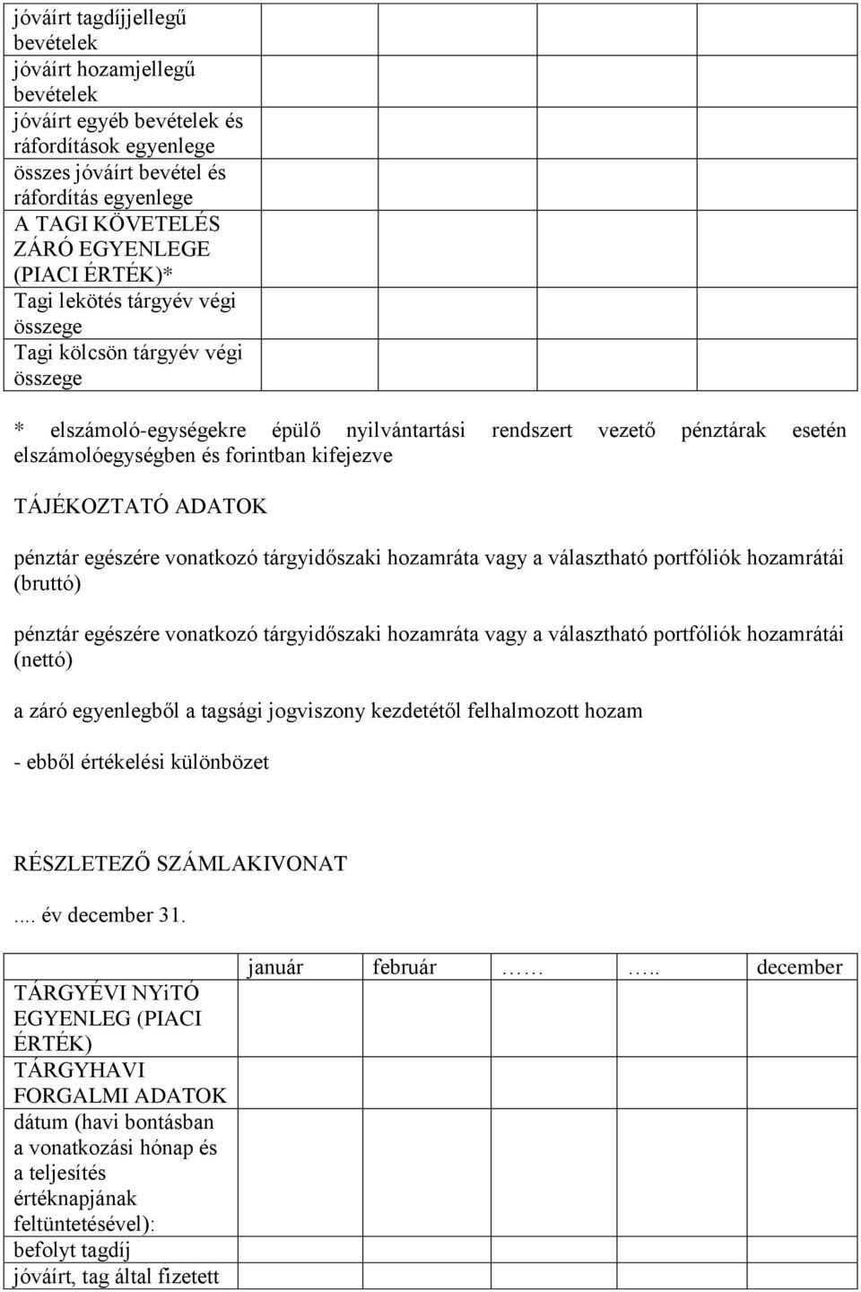 TÁJÉKOZTATÓ ADATOK pénztár egészére vonatkozó tárgyidőszaki hozamráta vagy a választható portfóliók hozamrátái (bruttó) pénztár egészére vonatkozó tárgyidőszaki hozamráta vagy a választható