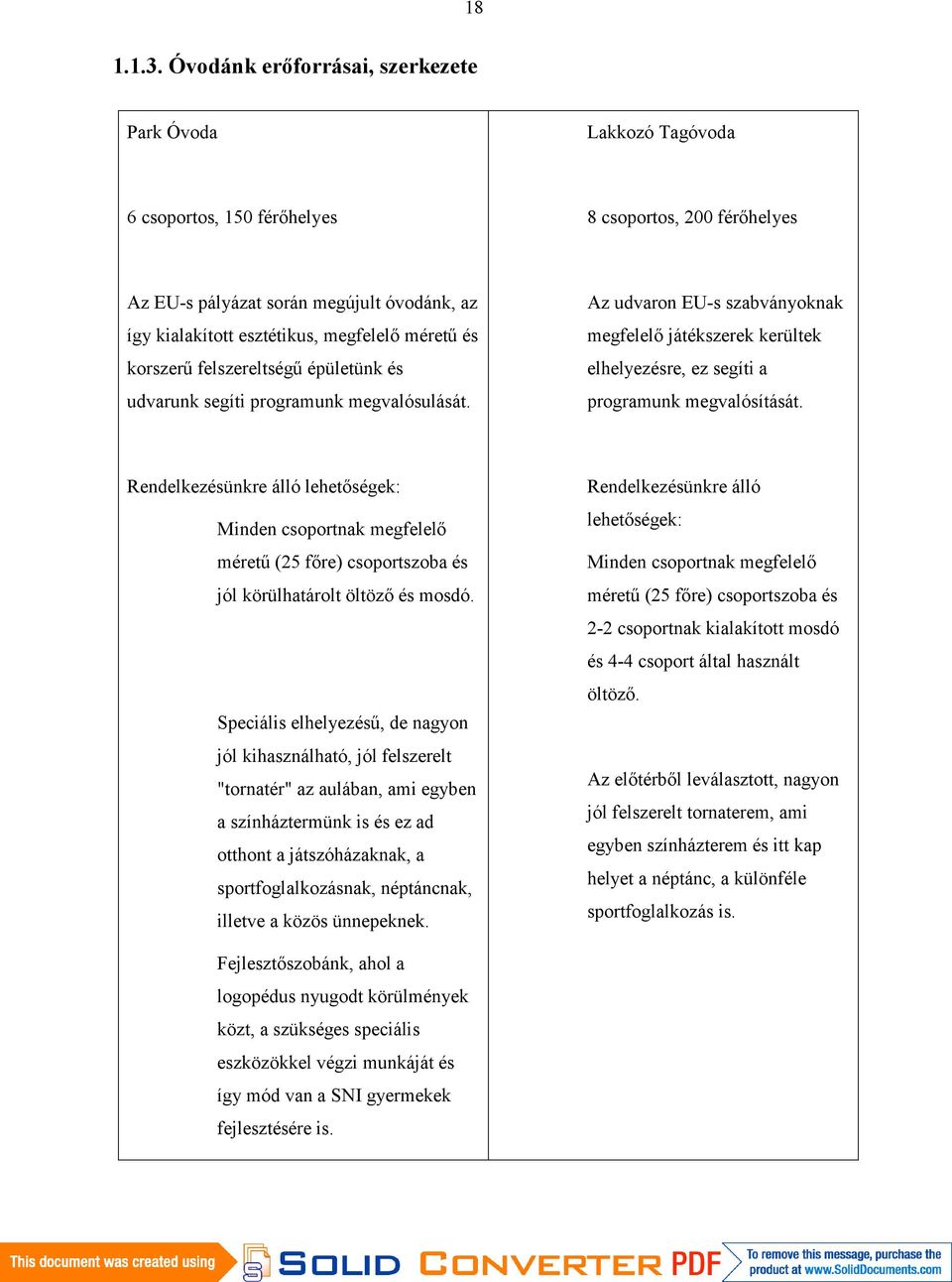 méretű és korszerű felszereltségű épületünk és udvarunk segíti programunk megvalósulását.