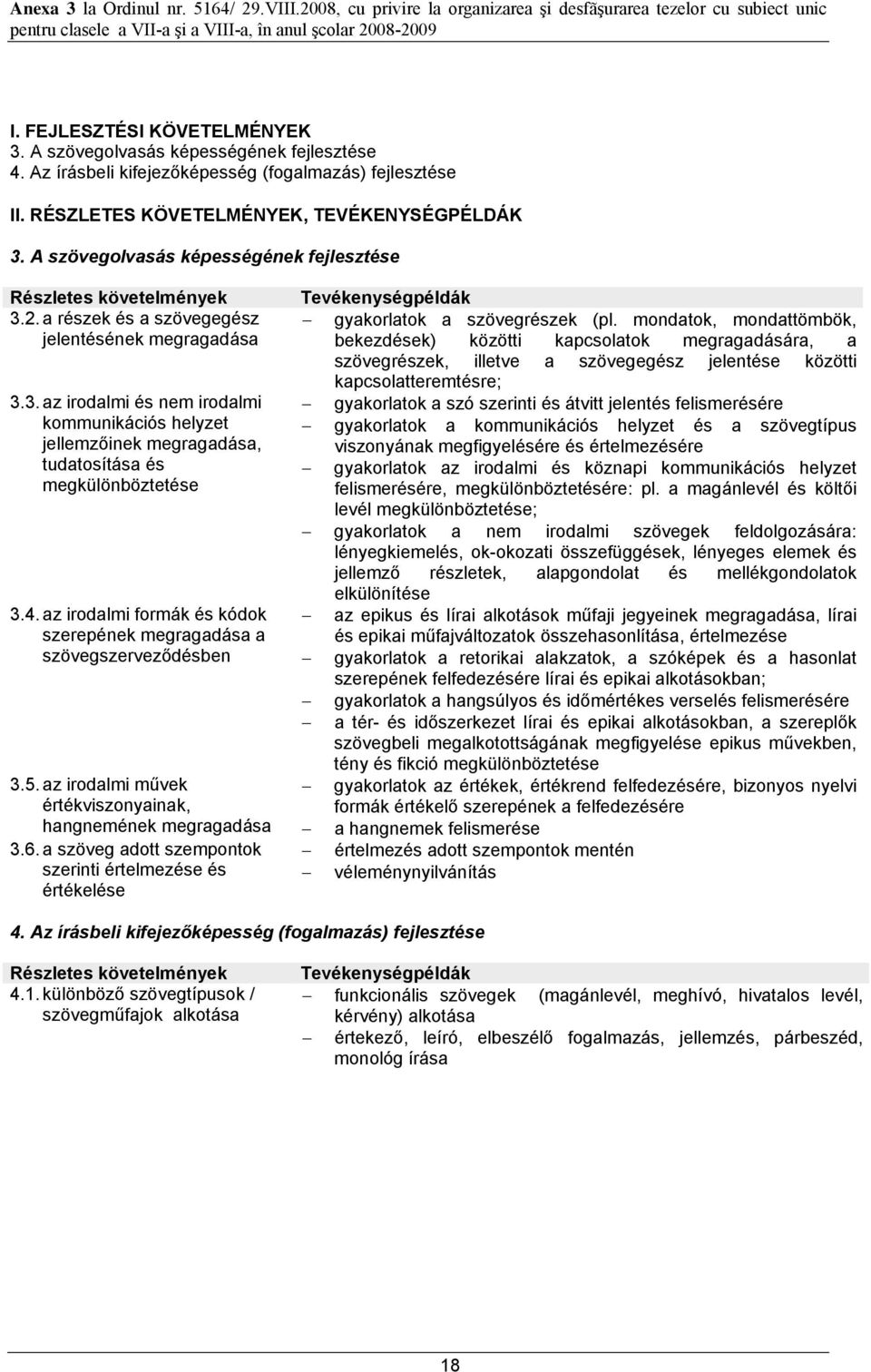 4. az irodalmi formák és kódok szerepének megragadása a szövegszerveződésben 3.5. az irodalmi művek értékviszonyainak, hangnemének megragadása 3.6.