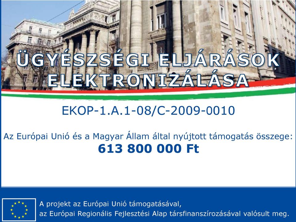 által nyújtott támogatás összege: 613 800 000 Ft A