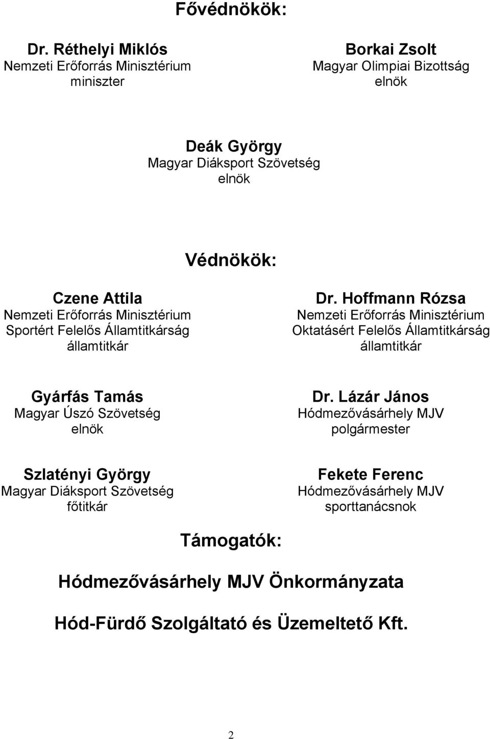 Czene Attila Nemzeti Erőforrás Minisztérium Sportért Felelős Államtitkárság államtitkár Dr.