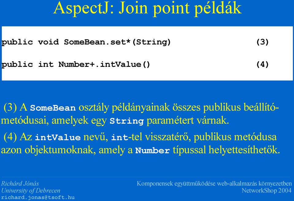 intValue() (4) (3) A SomeBean osztály példányainak összes publikus